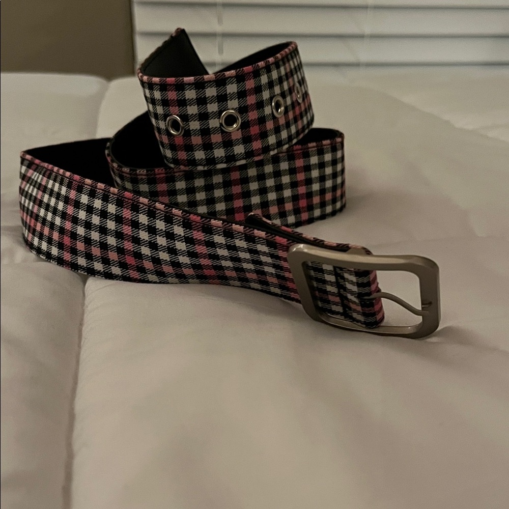 H&M Pink and Black Plaid Belt